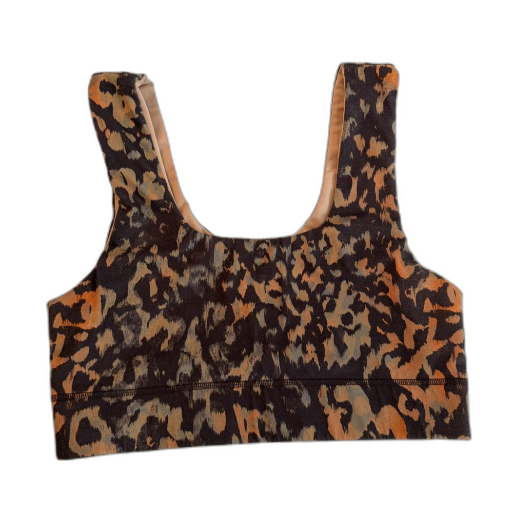 Fabletics Reversible Leopard Print Sports Bra XL Nude Animal Print